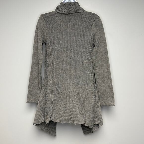 VTG Y2K Say What Open Front Dark Grey Wool Blend Taylored Knit Cardigan Sz M - Picture 3 of 5